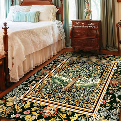 Rustic Fairytale Tree Accent Rug | Cozy Enchanted Nature Romantic Forest Ethereal Vintage Floral Woodland Storybook Dreamy Whimsical Magic