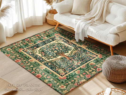 Coquette Cottagecore Woodland Area Rug | Romantic Fairy Tale Floral Dreamy Forest Cozy Home Accent Rustic Botanical Soft Storybook Cottage