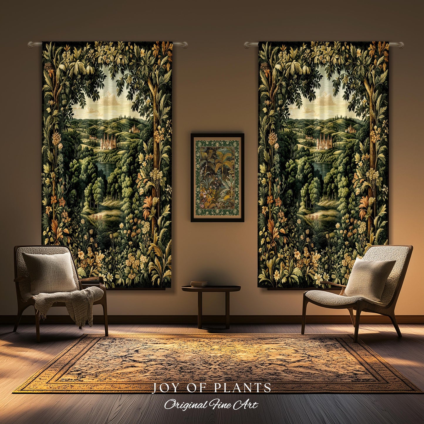 Renaissance Aesthetic Window Curtains | Whimsical Fairytale Botanical Magic Garden Drapes Fairycore Woodland Natural Elegance Rococo Style