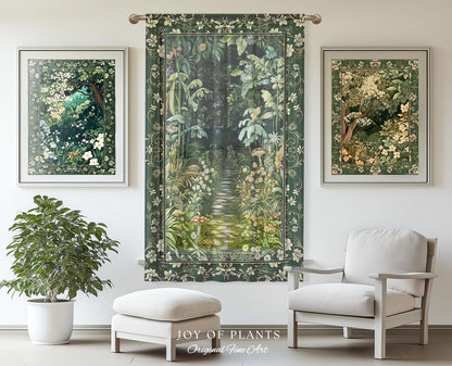 Soft Green Woodland Curtain for Bedroom | Fairycore Woodland Nature Lover Book Nook Cozy Earthy Decor Jungle Whimsical Aesthetic Drapes |