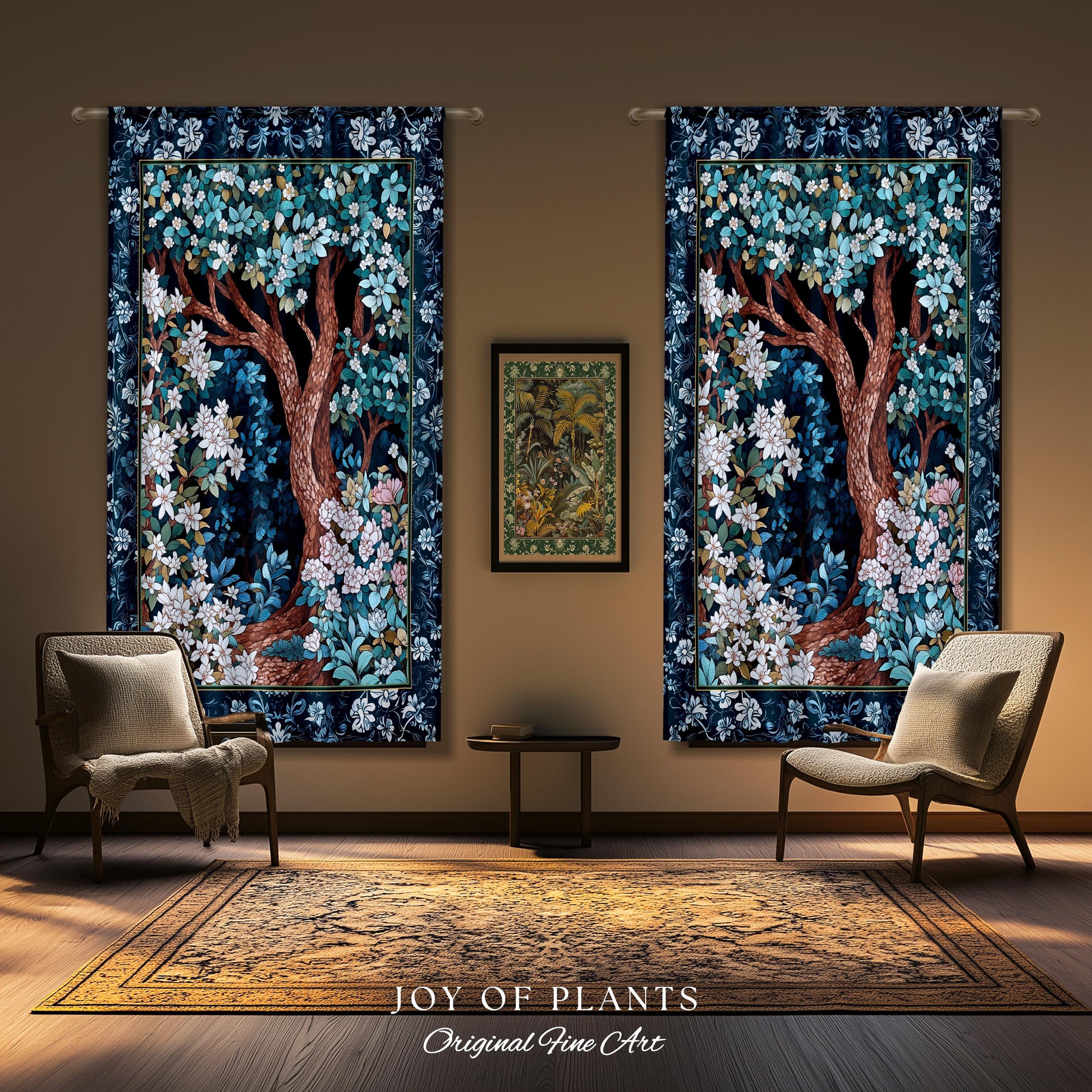 Bohemian Tree Curtain Magical Aesthetic Folklore Forest Ethereal Bedroom | Nature Inspired Woodland Magic Wildflower Drapes Fairycore Decor