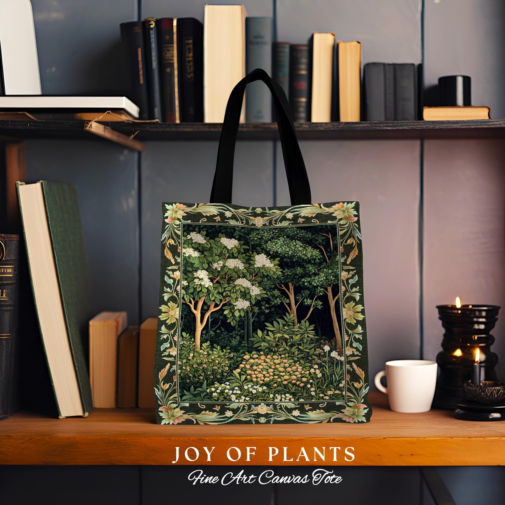 Emerald Green Medieval Tree Tapestry Tote | Magical Woodland Cottagecore Aesthetic Nature Lover Bookish Bag Olive Green Style Bohemian Cute