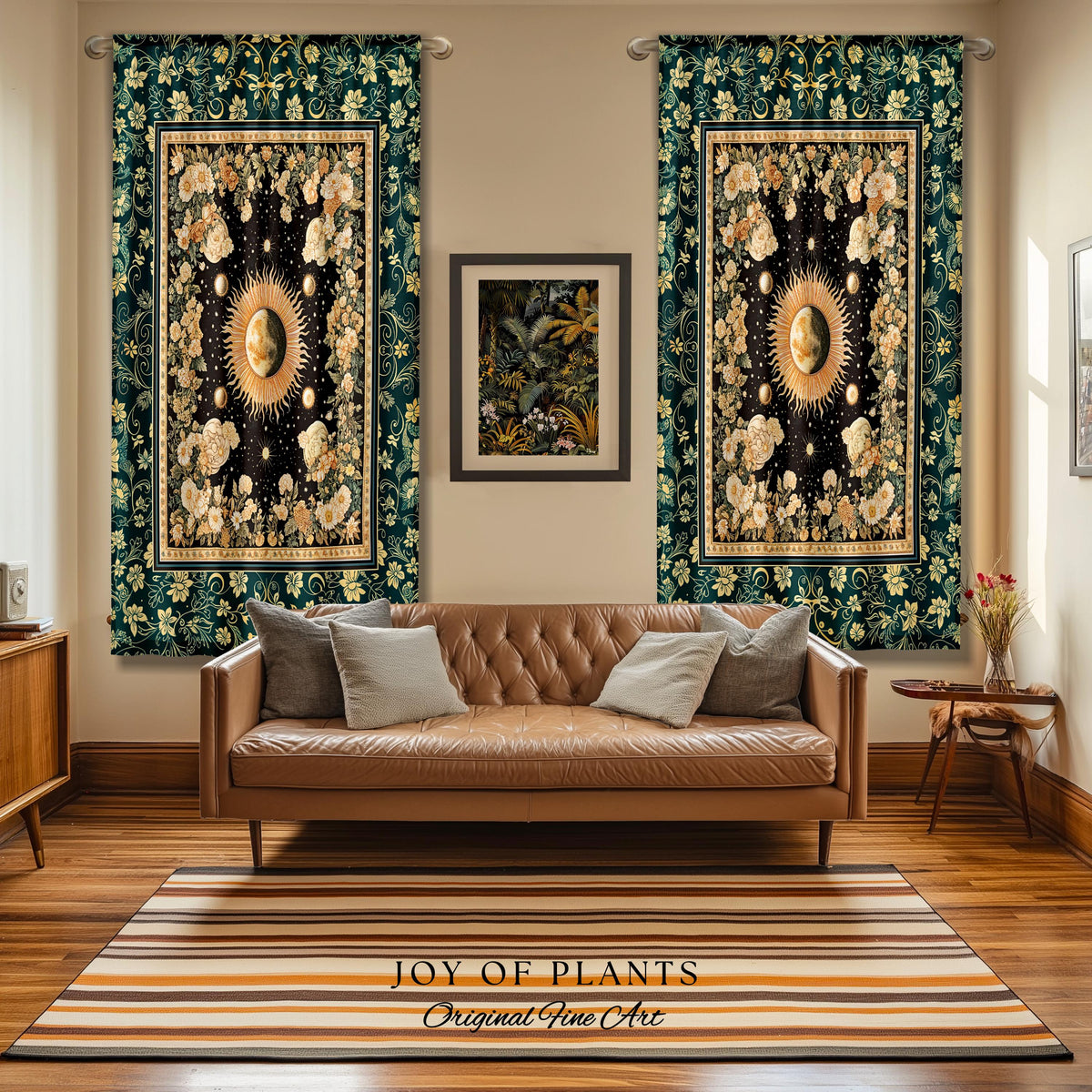 Sun and Moon Bohemian Curtains | Moody Skies Astrology Drapes Vintage Celestial Cozy Bedroom Astrology Tapestry Dark Cottagecore Bohemian |
