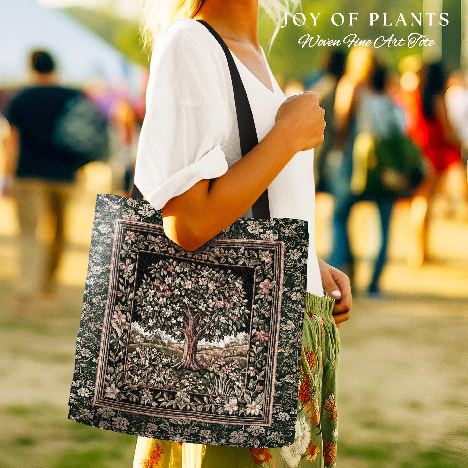 Botanical Tree of Life Tote Bag | Ornate Floral Heritage Decor Vintage Nature Aesthetic Cottagecore Fairycore Accessory Woodland Inspired |