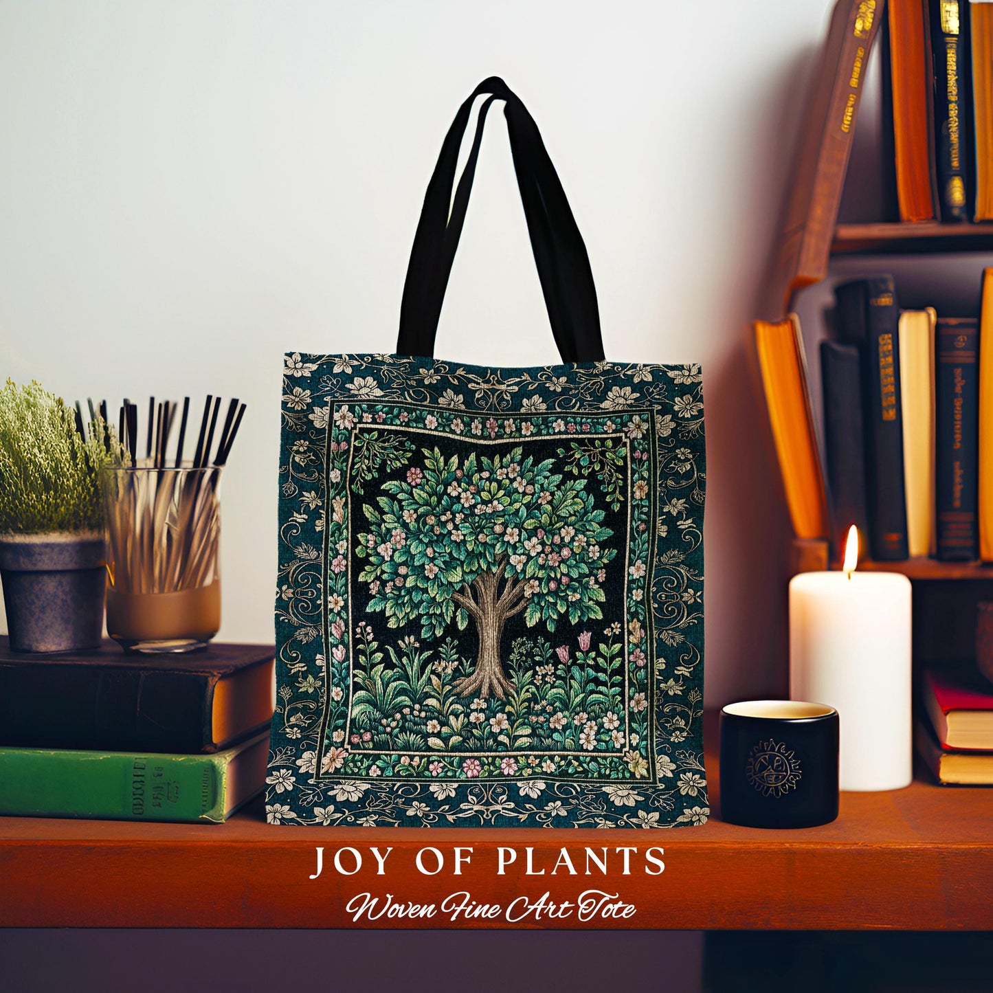 Folklore Forest Storybook Tote Bag | Enchanted Floral Botanical Cozy Heritage Tree Vintage Cottagecore Nature Aesthetic Classic Everyday Bag