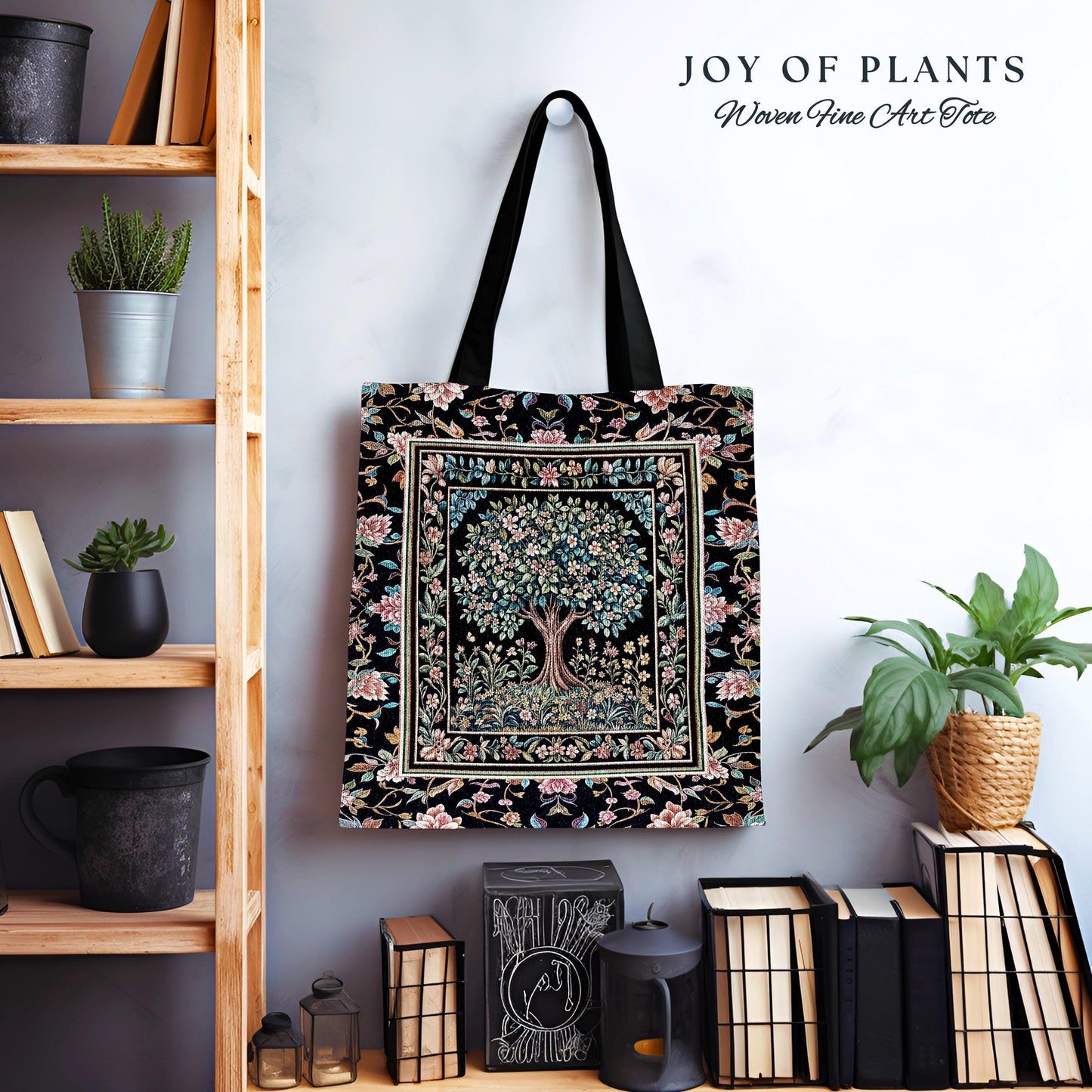 Eclectic Whimsy Tree of Life Tote Bag | Colorful Style Forest Fairy Cottagecore Garden Folklore Floral Enchanted Tapestry Bag Gothic Pastel