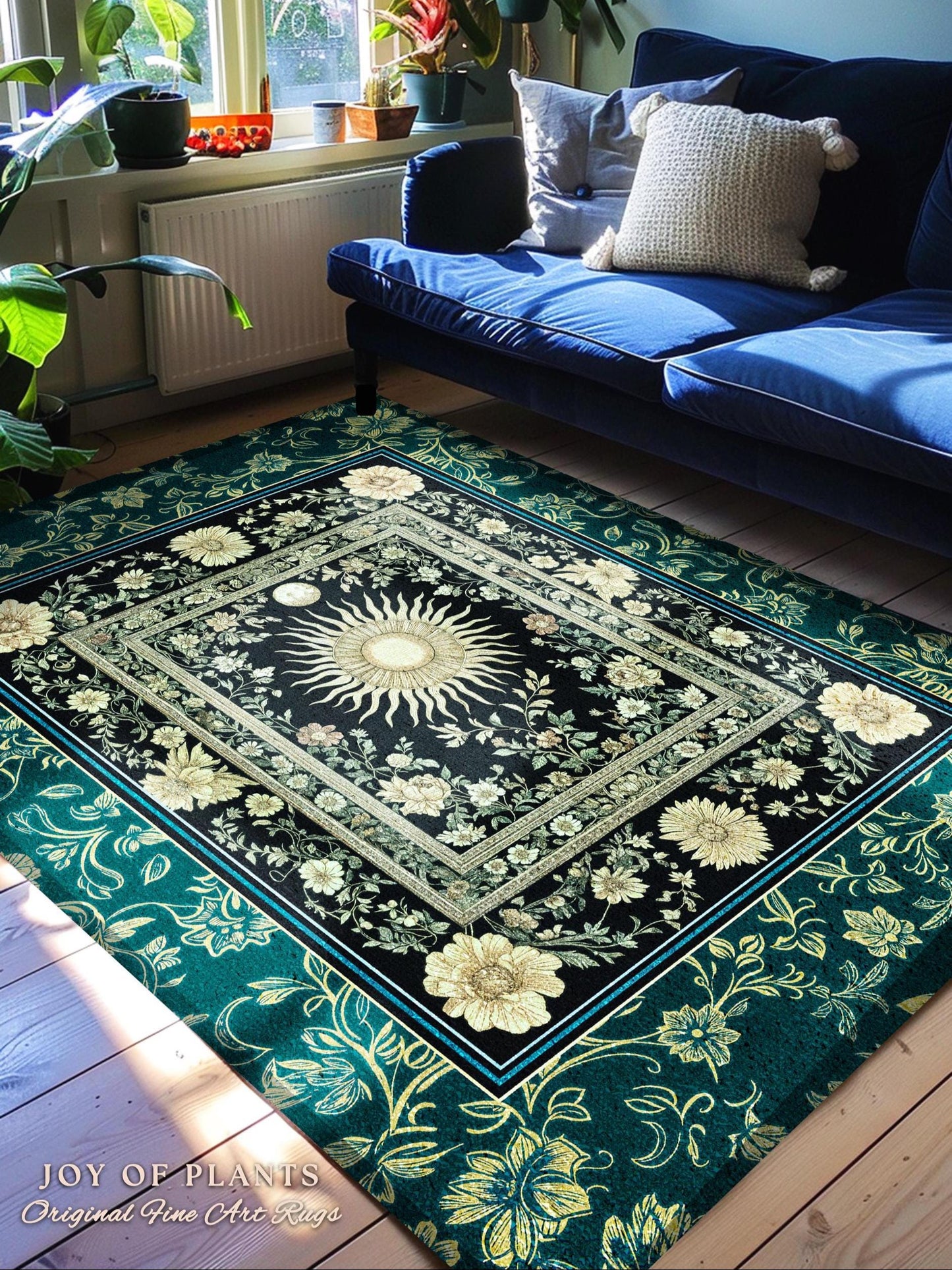 Witchy Celestial Sun Accent Rug | Magical Mystical Cozy Bedroom Decor Astrology Ethereal Spiritual Golden Sun Dark Academia Maximalist |