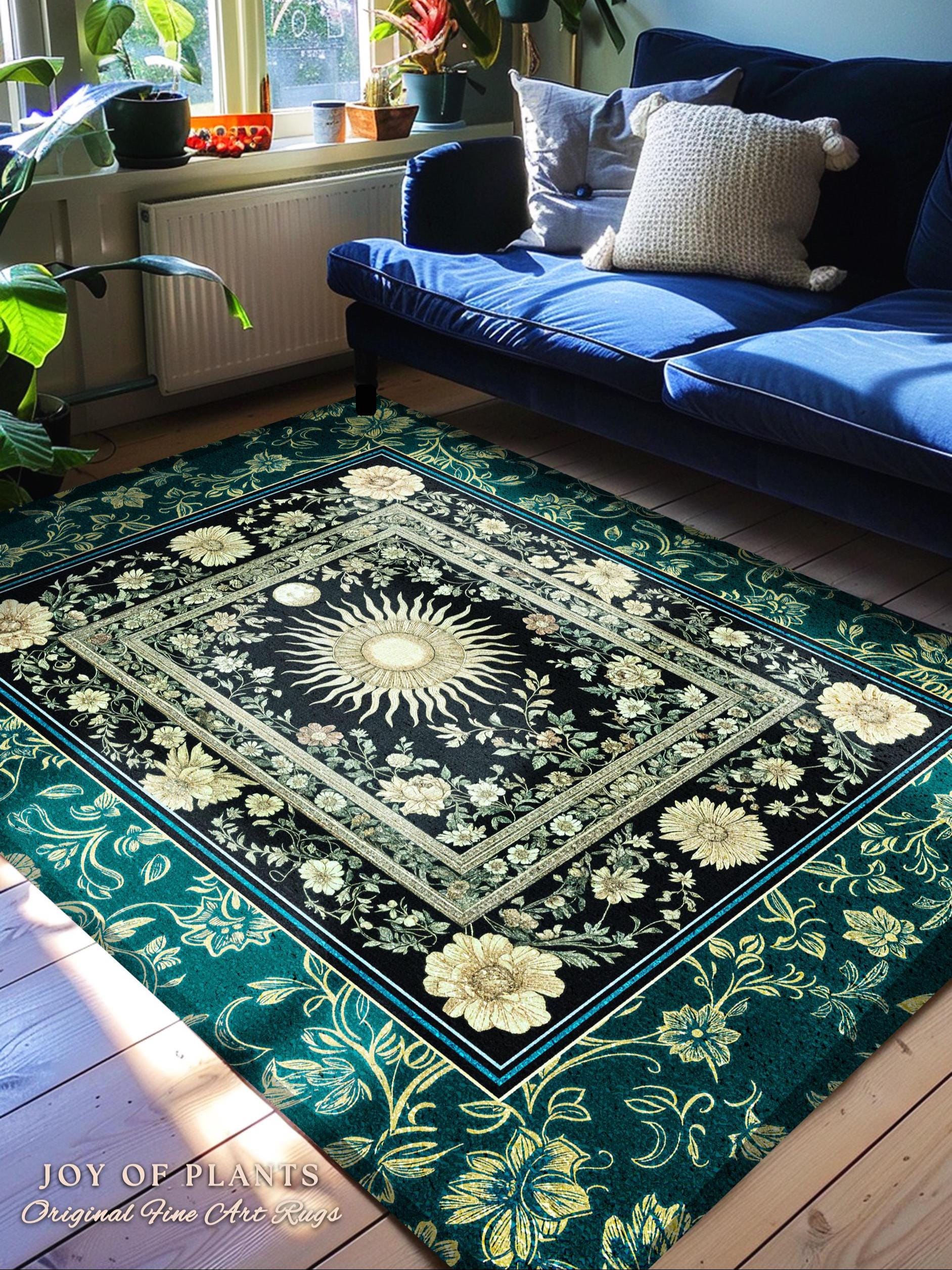 Witchy Celestial Sun Accent Rug | Magical Mystical Cozy Bedroom Decor Astrology Ethereal Spiritual Golden Sun Dark Academia Maximalist |