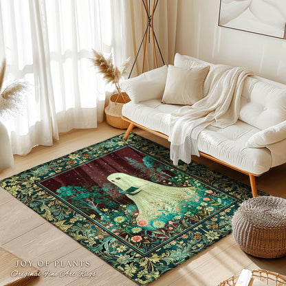Haunted Book Ghost Accent Rug | Gothic Woven Spooky Cute Decor Halloween Aesthetic Cozy Reading Nook Forest Spirit Botanical Ethereal Style