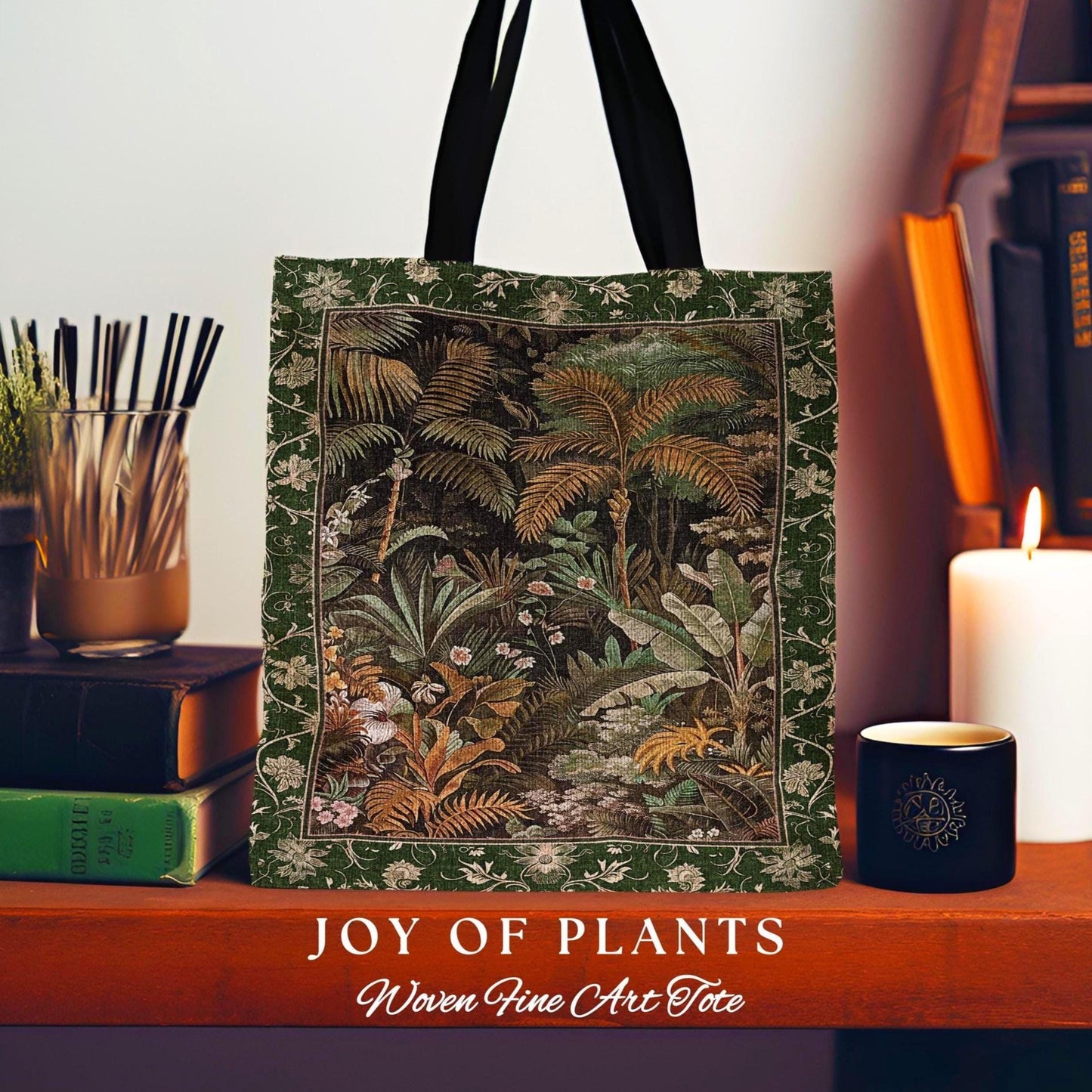 Maximalist Botanical Jungle Tote Bag | Exotic Leaf Tropical Nature Theme Accessory Vintage Elegance Woven Tapestry Bag Forest Aesthetic |