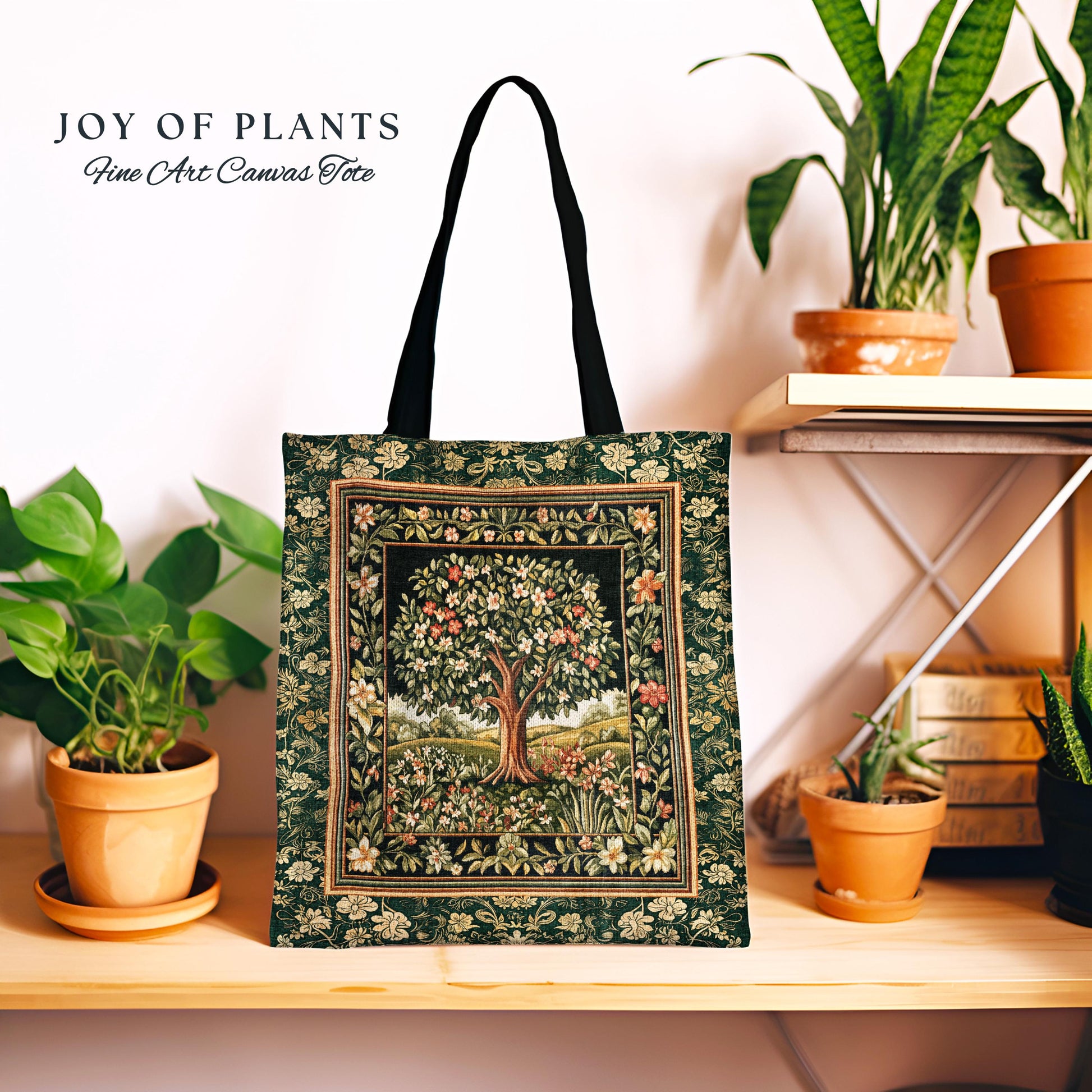 Botanical Tree of Life Tote Bag | Ornate Floral Heritage Decor Vintage Nature Aesthetic Cottagecore Fairycore Accessory Woodland Inspired |