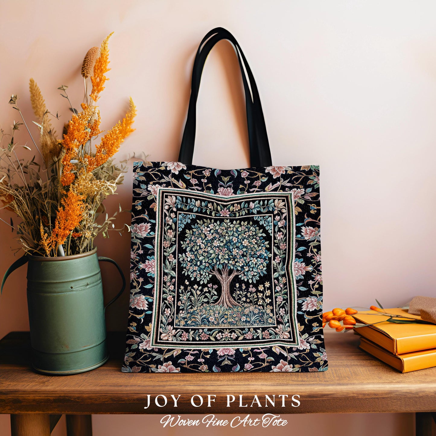 Eclectic Whimsy Tree of Life Tote Bag | Colorful Style Forest Fairy Cottagecore Garden Folklore Floral Enchanted Tapestry Bag Gothic Pastel