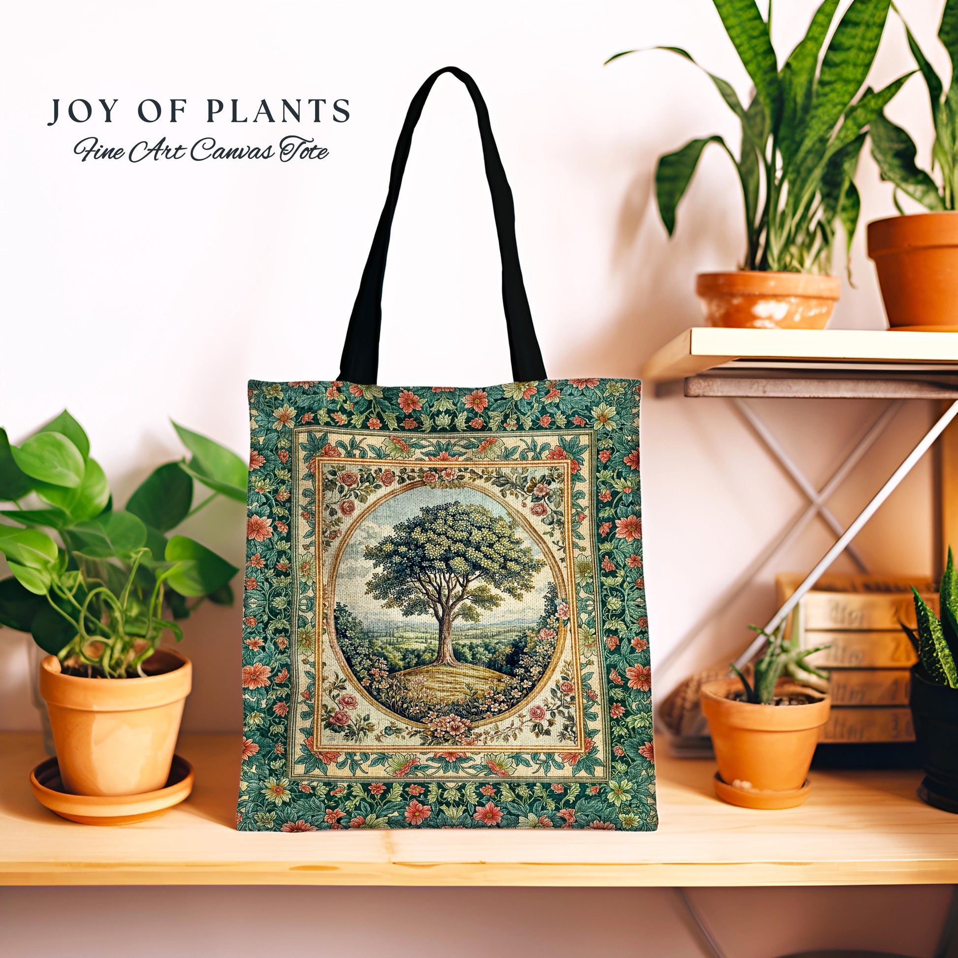 Romantic Ornate Botanical Countryside Bag | Victorian Antique Botanical Accent French Garden Style Chateau Floral Classical Tapestry Tote |
