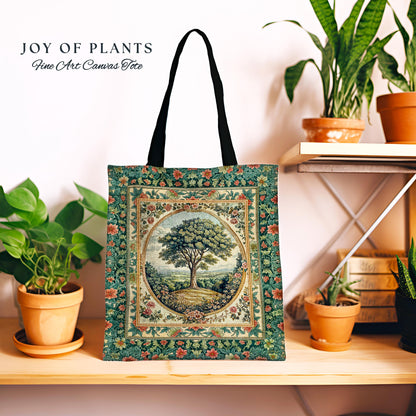 Romantic Ornate Botanical Countryside Bag | Victorian Antique Botanical Accent French Garden Style Chateau Floral Classical Tapestry Tote |