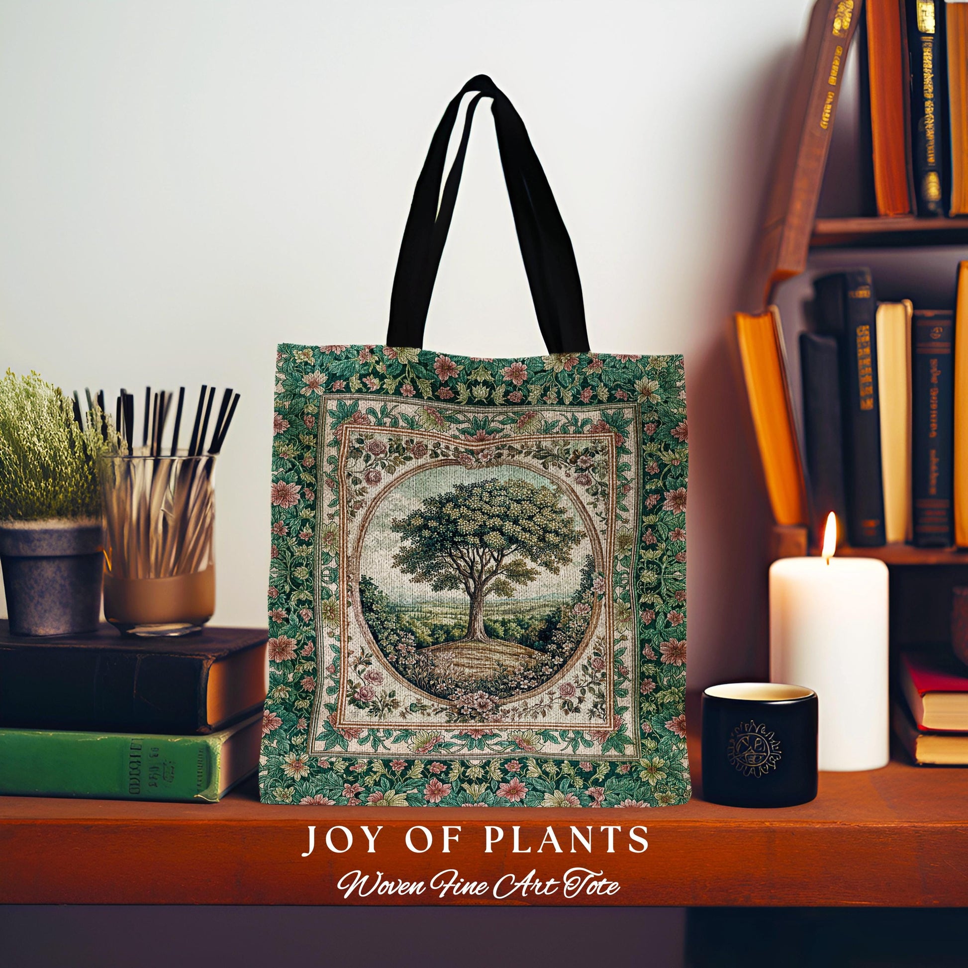 Romantic Ornate Botanical Countryside Bag | Victorian Antique Botanical Accent French Garden Style Chateau Floral Classical Tapestry Tote |