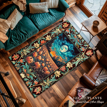 Bookish Cozy Fall Area Rug | Floral Autumn Aesthetic Gothiccore Light Academia Whimsigoth Pumpkin Home Decor Accent Cute Spooky Rustic Decor