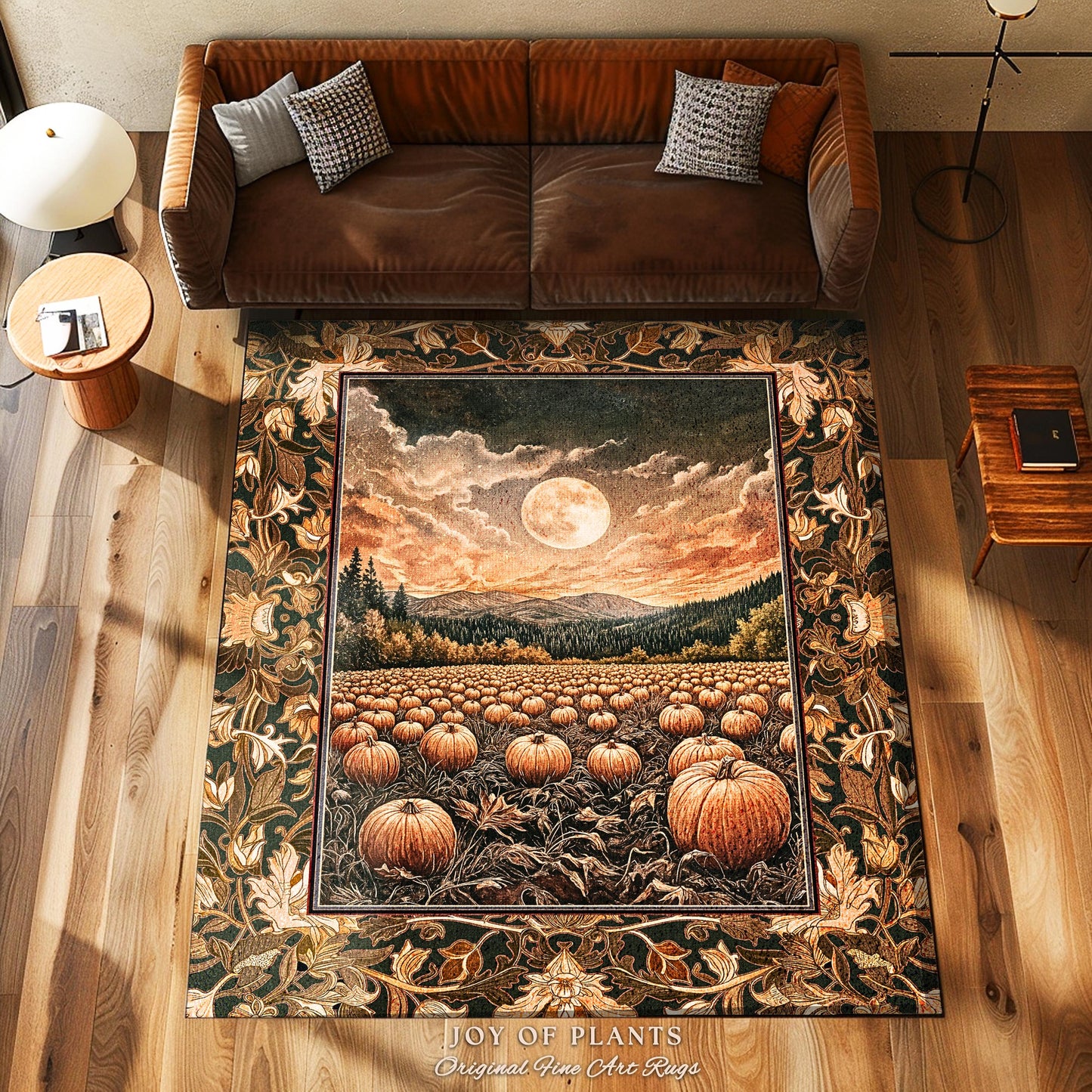 Full Moon Cozy Whimsical Area Rug | Earthy Autumn Decor Dark Academia Vibe Gothiccore Aesthetic Fall Bedroom Accent Rug Rustic Halloween |