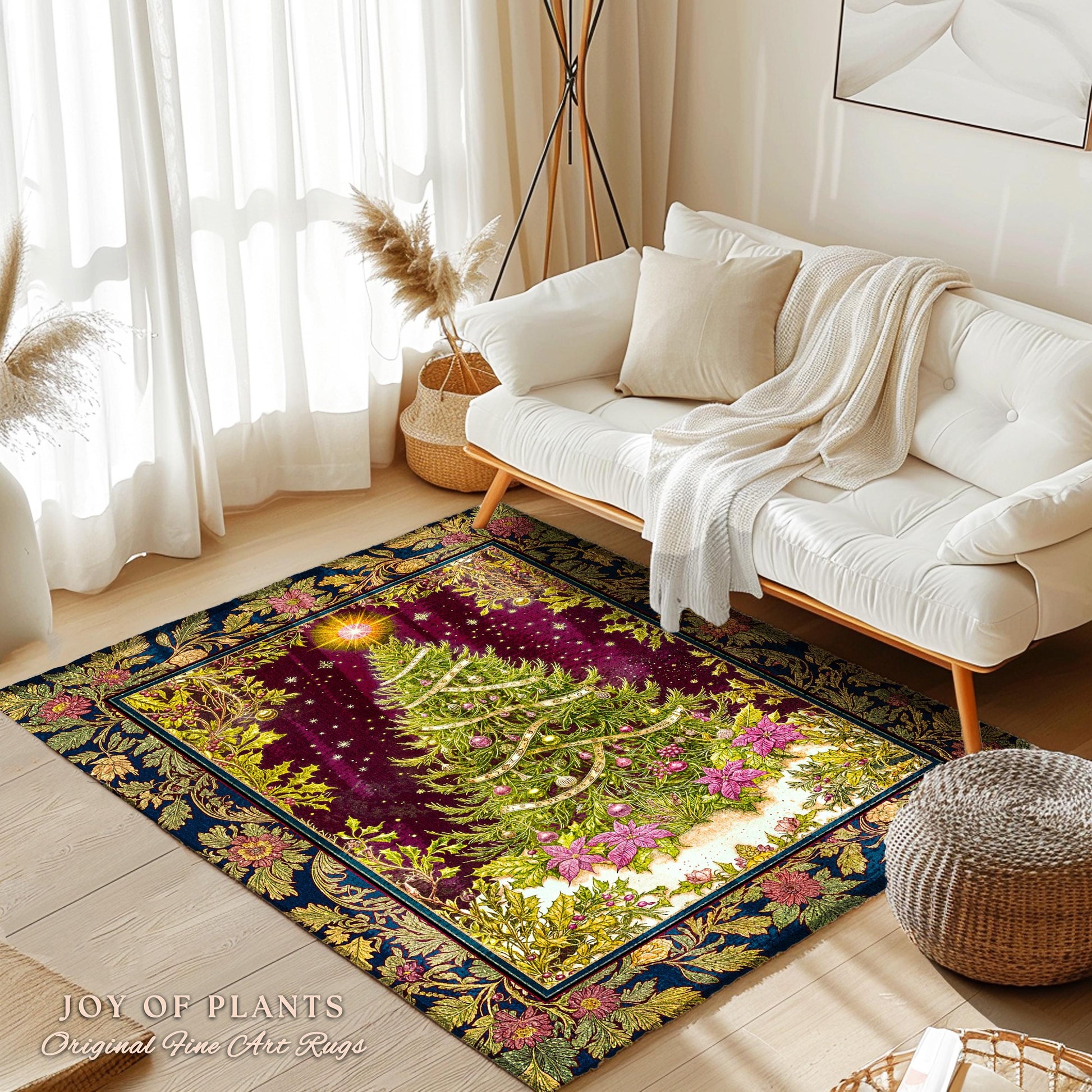 Wintertime Wonder Rustic Tree Rug | Vintage Holiday Cozy Cottagecore Decor Merry & Bright Cozy Winter Home Accent Boho Xmas Festive Artworkm