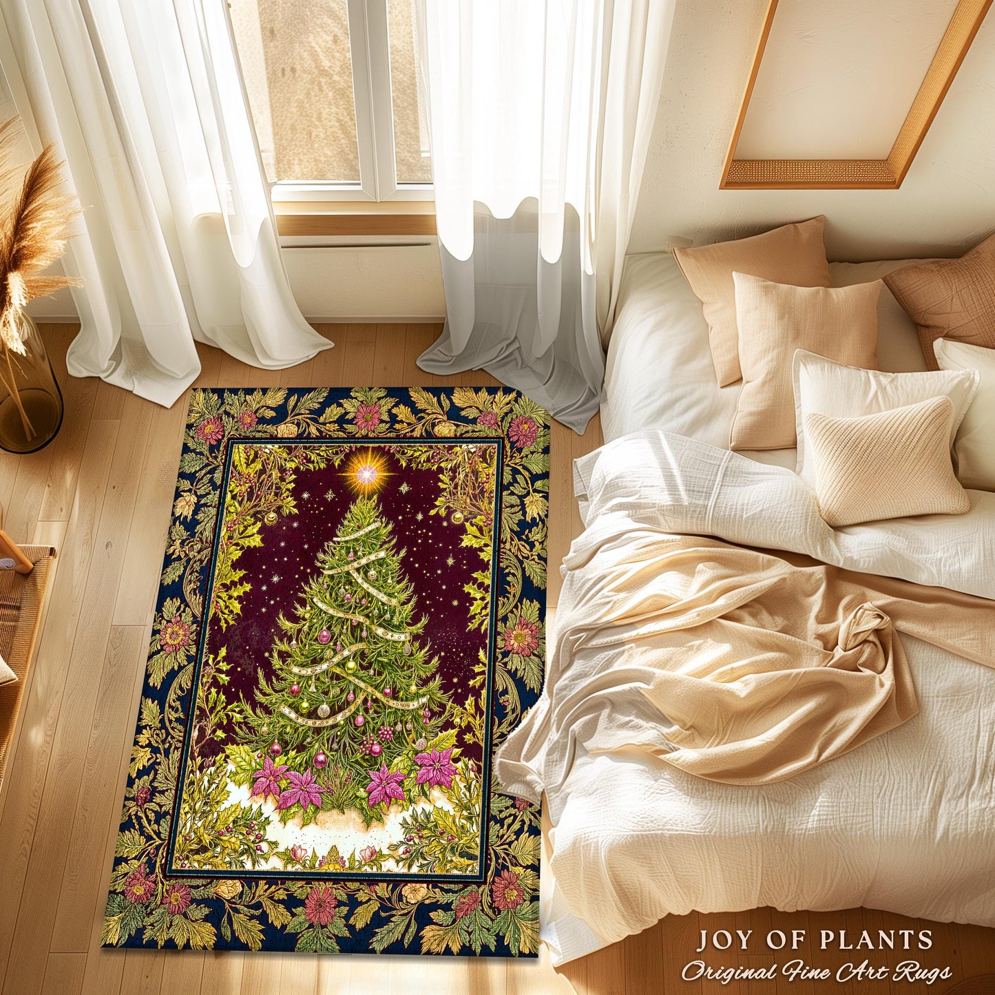 Wintertime Wonder Rustic Tree Rug | Vintage Holiday Cozy Cottagecore Decor Merry & Bright Cozy Winter Home Accent Boho Xmas Festive Artworkm