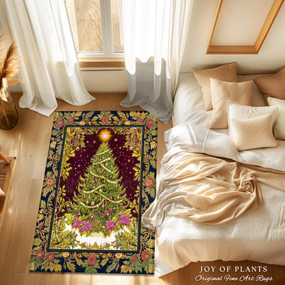 Wintertime Wonder Rustic Tree Rug | Vintage Holiday Cozy Cottagecore Decor Merry & Bright Cozy Winter Home Accent Boho Xmas Festive Artworkm