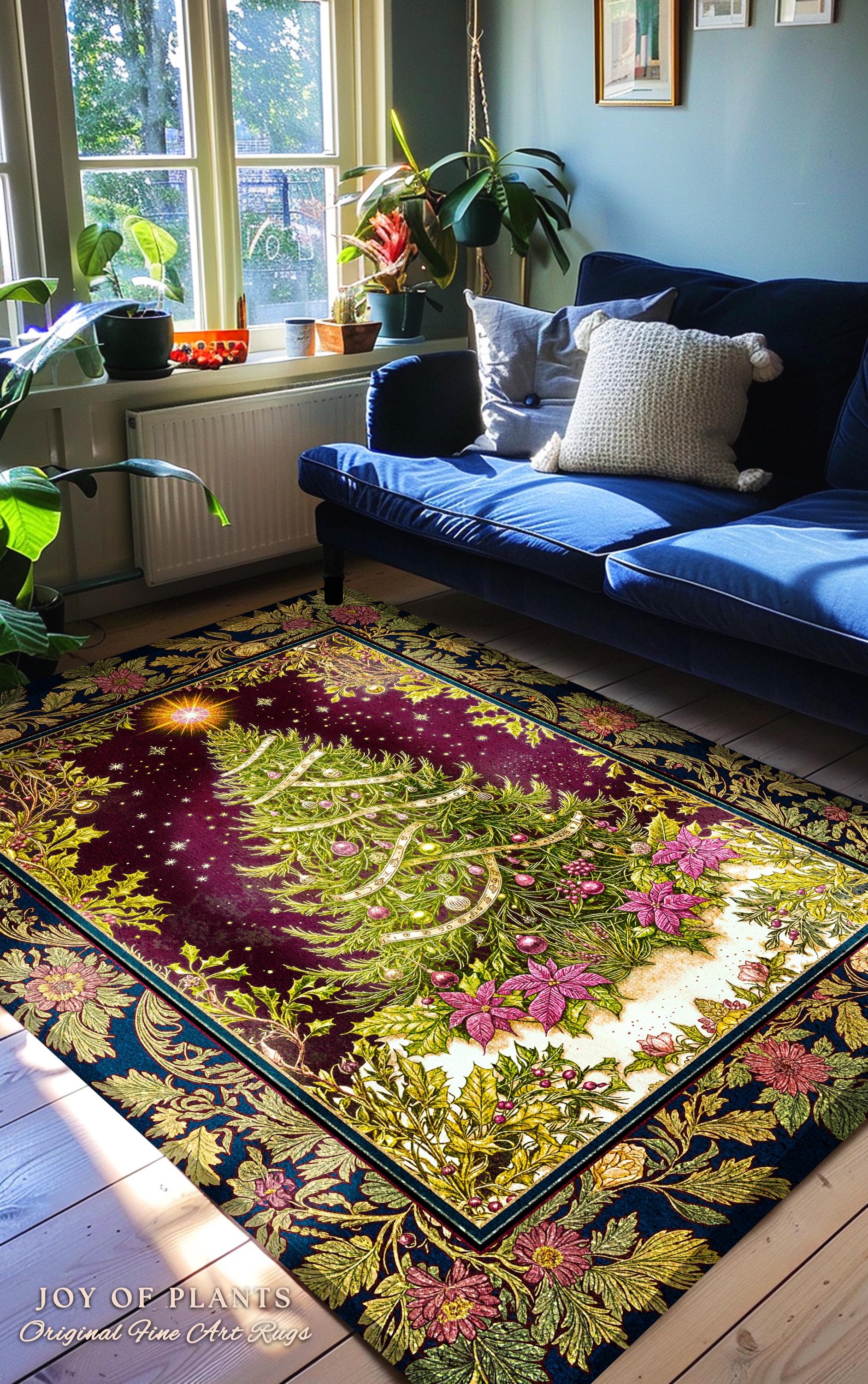 Wintertime Wonder Rustic Tree Rug | Vintage Holiday Cozy Cottagecore Decor Merry & Bright Cozy Winter Home Accent Boho Xmas Festive Artworkm