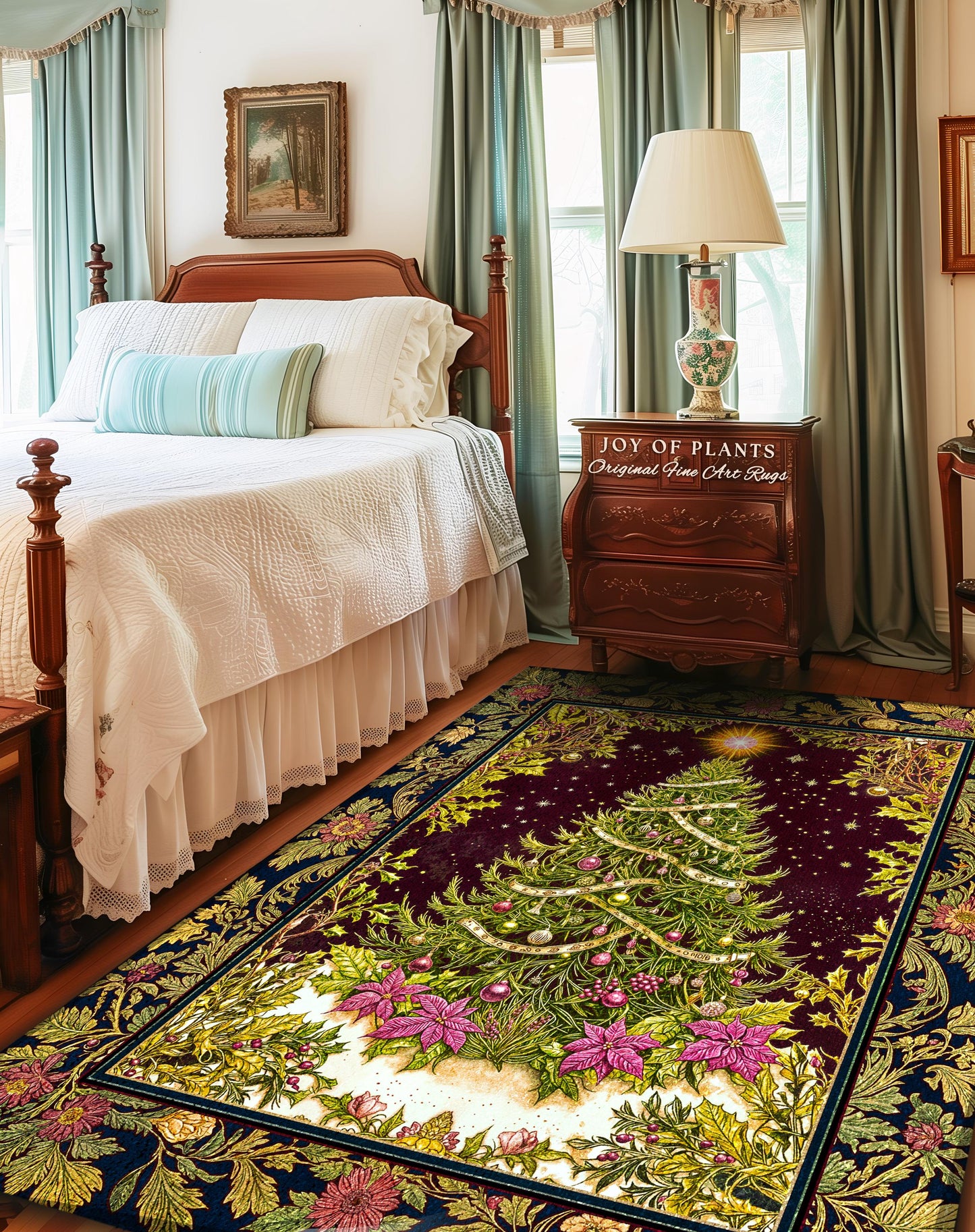 Wintertime Wonder Rustic Tree Rug | Vintage Holiday Cozy Cottagecore Decor Merry & Bright Cozy Winter Home Accent Boho Xmas Festive Artworkm