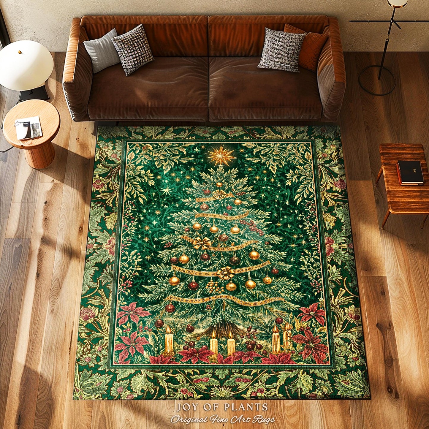 Emerald Evergreen Cozy Area Rug | Vintage Christmas Festive Home Accent Rug Holiday Winter Cottagecore Rustic Yuletide Classic Style Xmas |