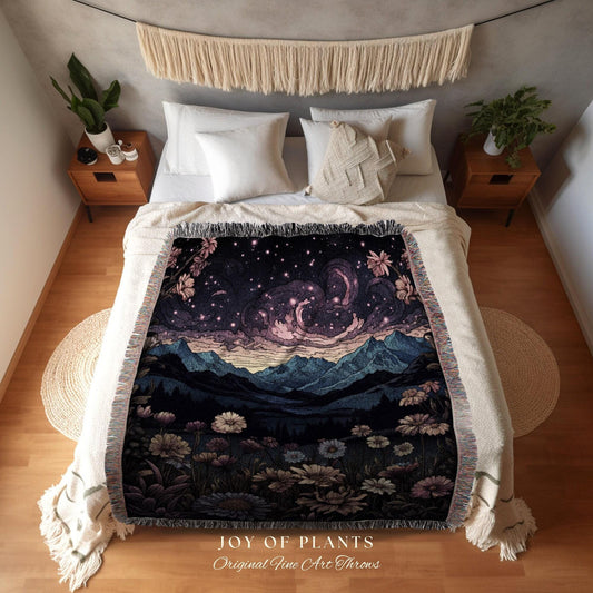 Aster Birth Flower September Birthday Custom Gift | Woven Blanket Personalized Birth Month Flower Tapestry | September Birth Flower Aster |