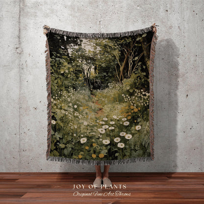 Woodland Botanical Blanket | Goblincore Tapestry Blanket Botanical Fairy Grunge Room Decor Fairycore Floral Cottagecore Forest Blanket Cozy