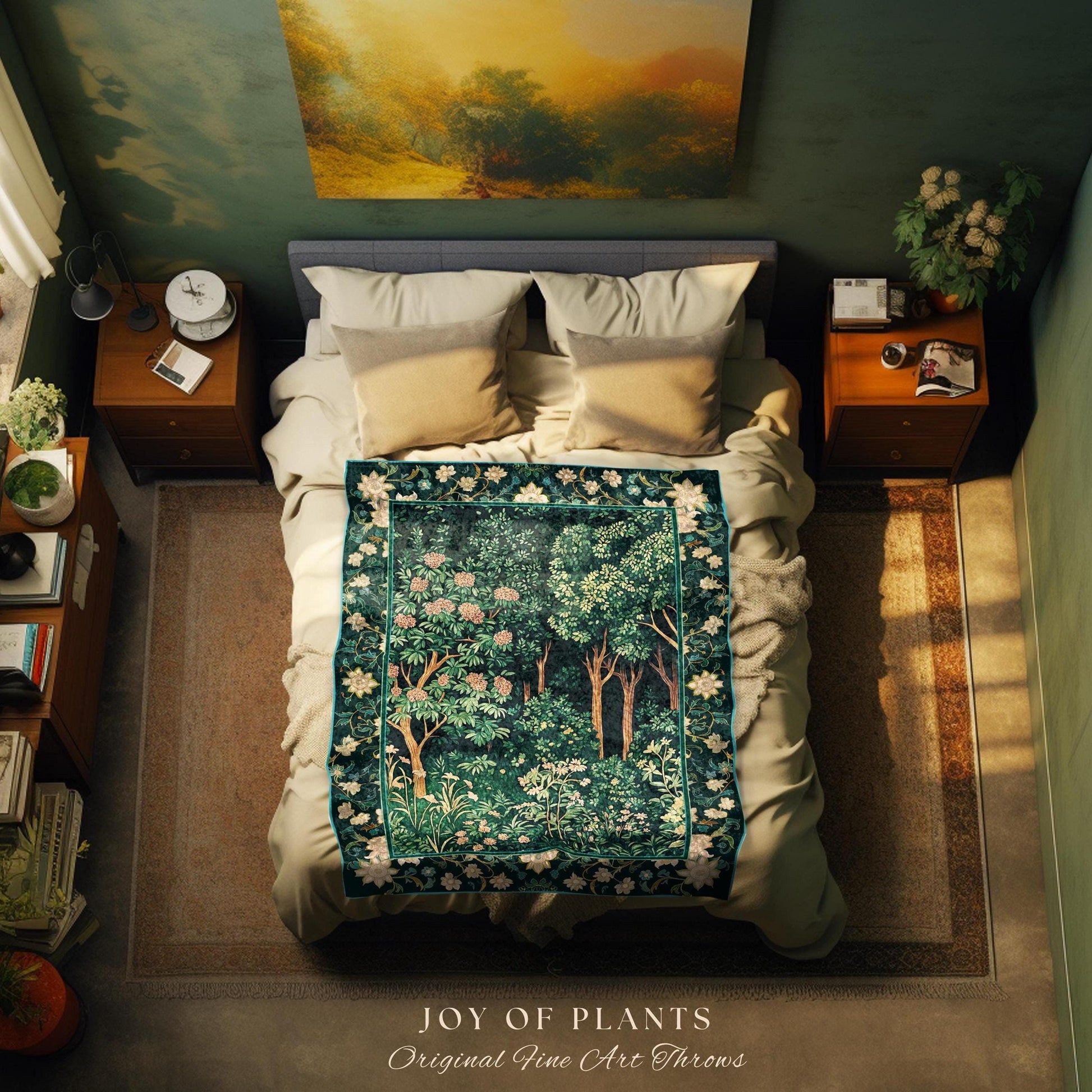 Dark Woodland Whimsical Forest Tapestry Throw Whimsigothic Folklore Inspired Decor | Ethereal Academia Aesthetic Fairycore Bedroom Blanket