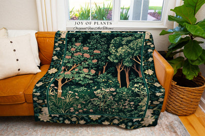 Dark Woodland Whimsical Forest Tapestry Throw Whimsigothic Folklore Inspired Decor | Ethereal Academia Aesthetic Fairycore Bedroom Blanket