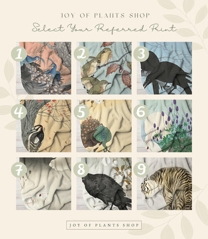 Woven Tiger Blanket | Japanese Art Blanket Boho | Ohara Koson Art Print | Custom Woven Throw Blanket | Vintage Tiger Tapestry Japanese Art |