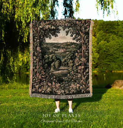 Renaissance Aesthetic Woven Wall Tapestry | Whimsical Fairytale Botanical Magic Garden Throw Blanket Fairycore Woodland Natural Elegance |