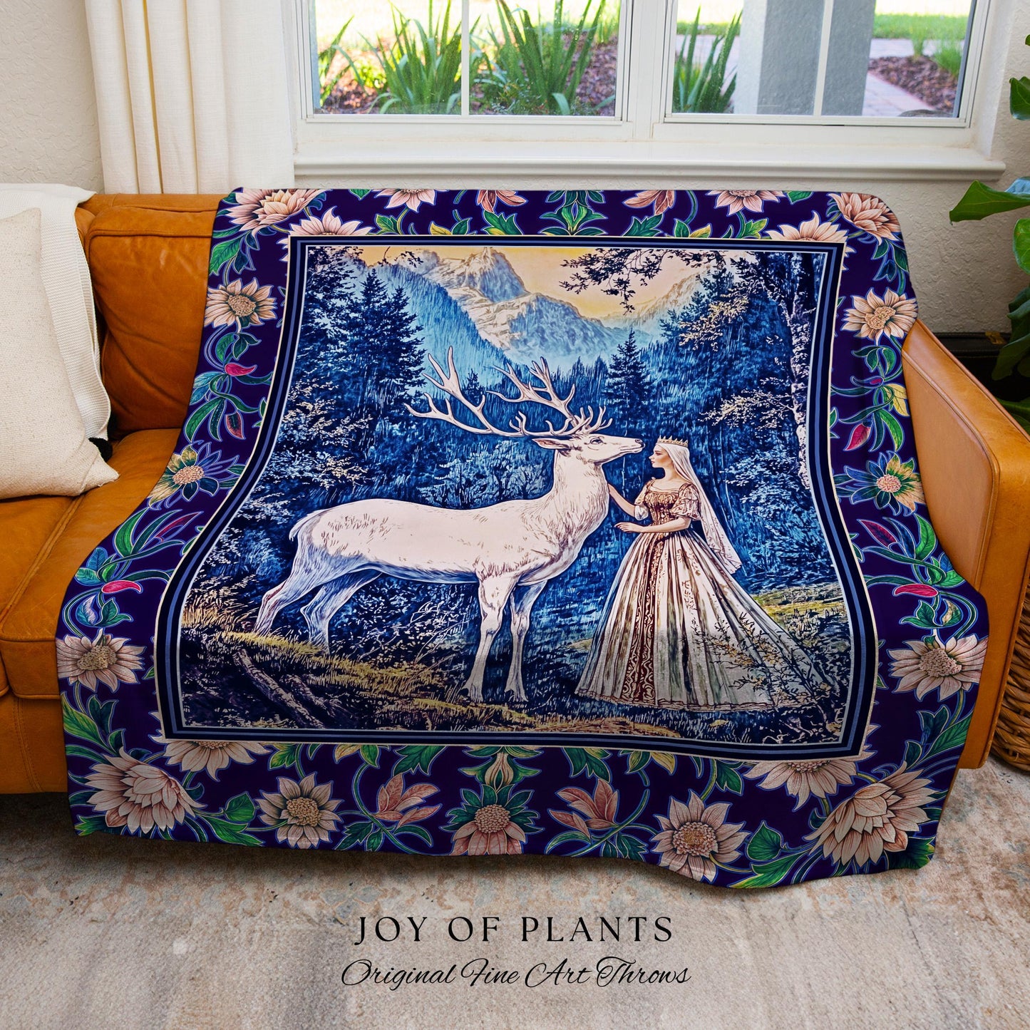 Woodland Renaissance Rustic Tapestry | Royal Elegance Woven Throw Blanket Storybook Fantasy Aesthetic Woven Wall Art Vintage Princesscore |