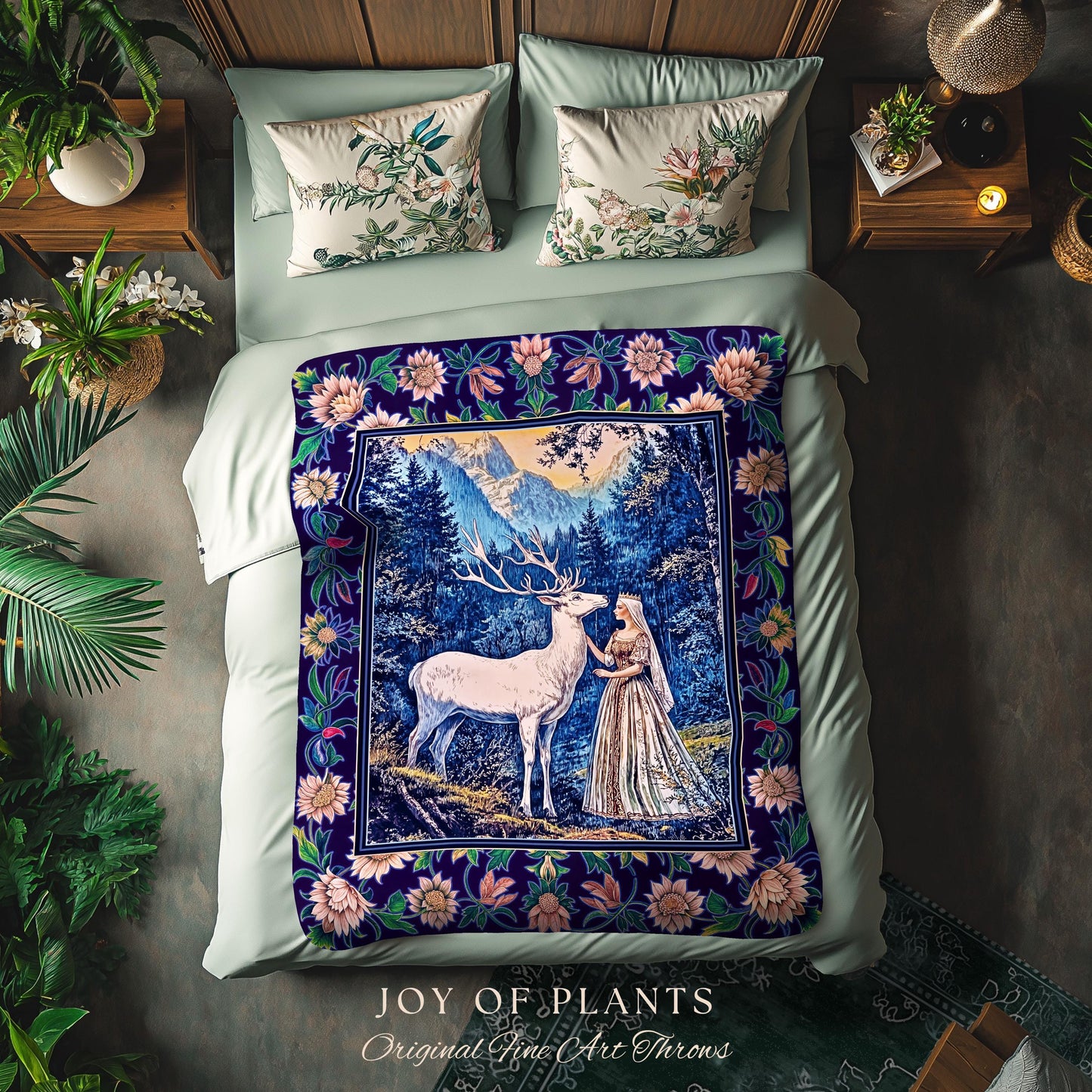 Woodland Renaissance Rustic Tapestry | Royal Elegance Woven Throw Blanket Storybook Fantasy Aesthetic Woven Wall Art Vintage Princesscore |