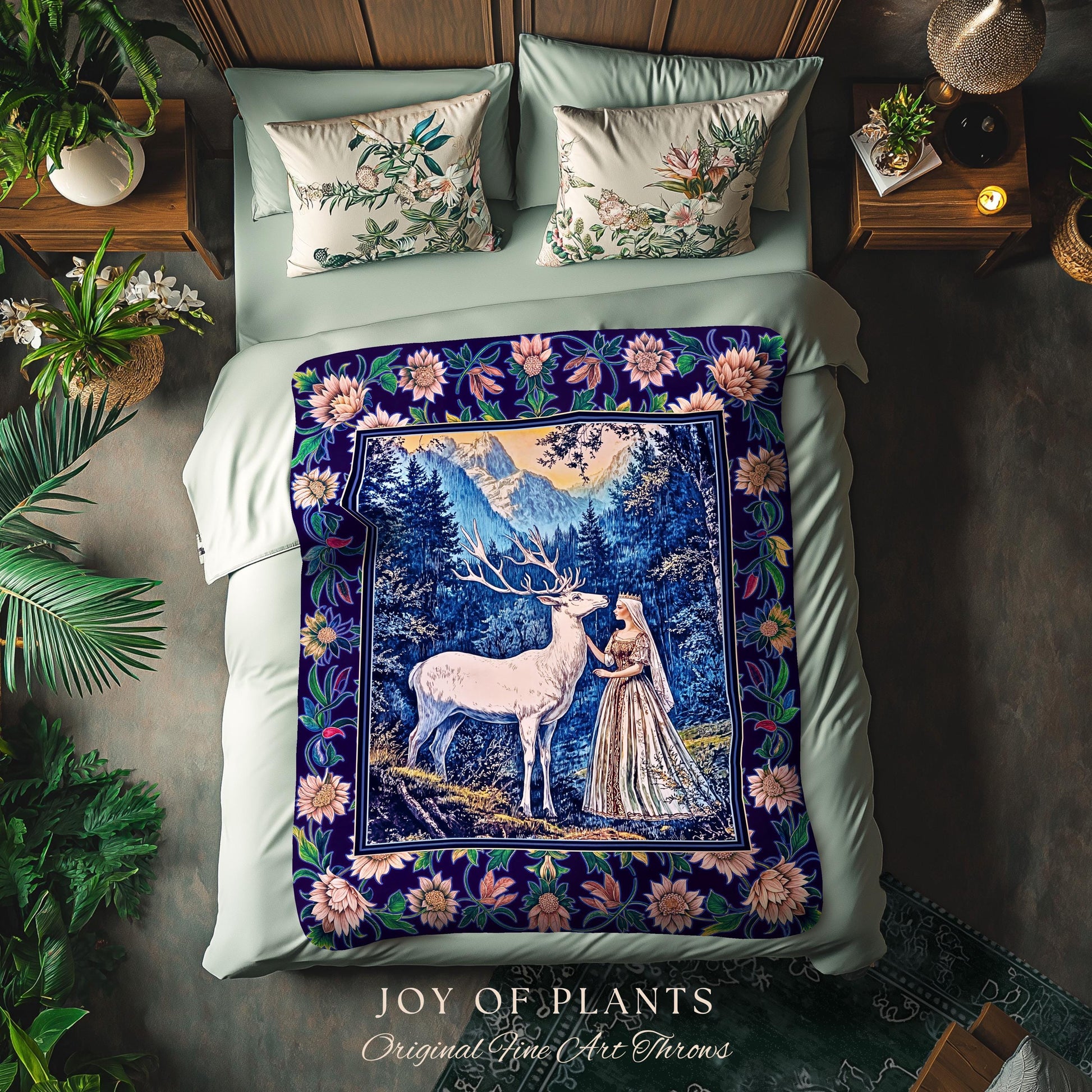 Woodland Renaissance Rustic Tapestry | Royal Elegance Woven Throw Blanket Storybook Fantasy Aesthetic Woven Wall Art Vintage Princesscore |