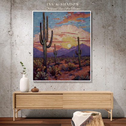 Cactus Tapestry Desert Blanket | Whimsical Home Decor Housewarming Gift Blanket Desert Aesthetic Blanket Woven Tapestry Southwest Landscape