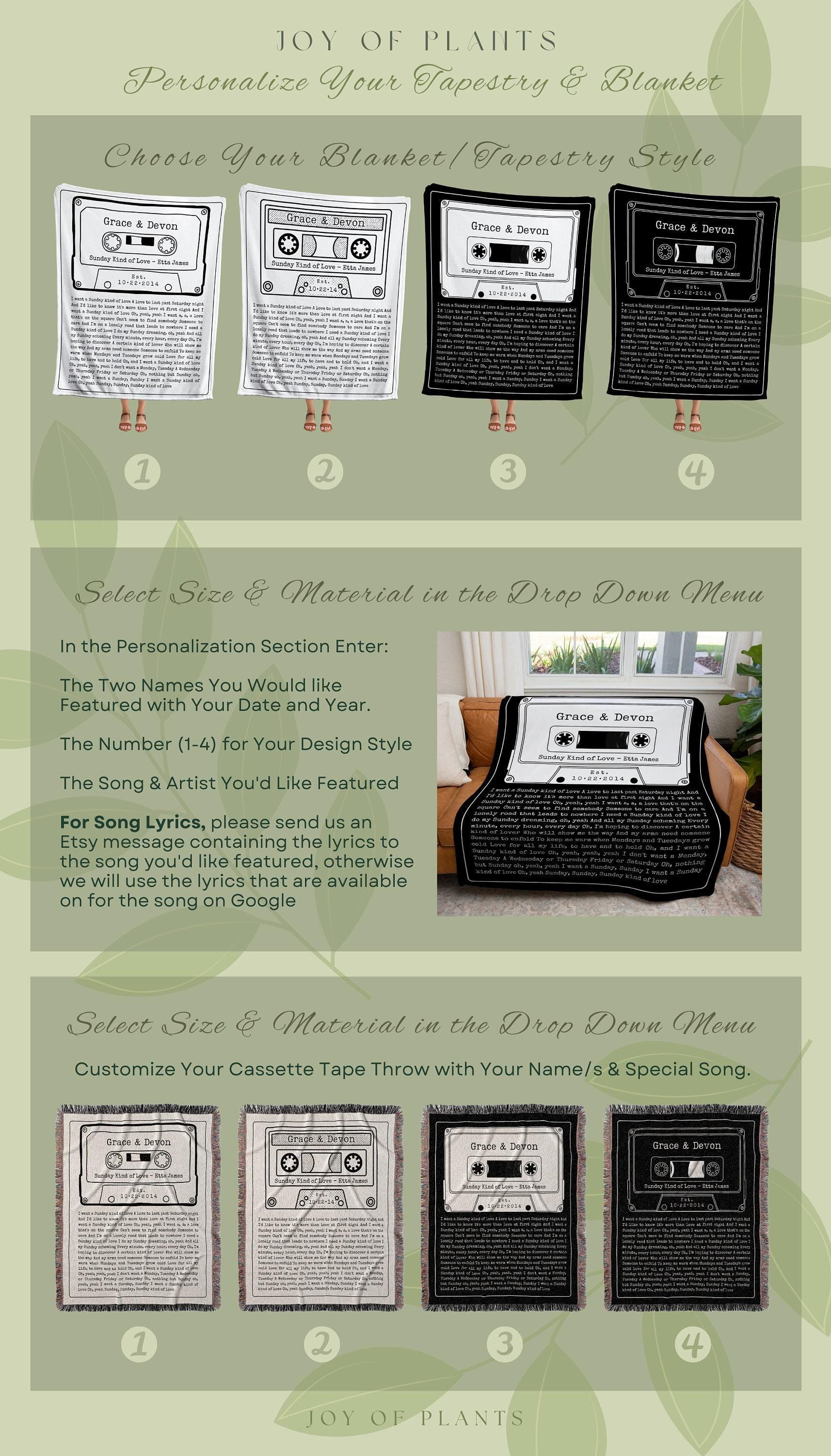 Our Song Custom Lyric Blanket Couples Tapestry Woven | Meaningful Anniversary Gift Personalized | Couples Blanket Custom Wedding Song Lyrics