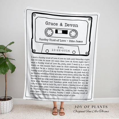 Our Song Custom Lyric Blanket Couples Tapestry Woven | Meaningful Anniversary Gift Personalized | Couples Blanket Custom Wedding Song Lyrics