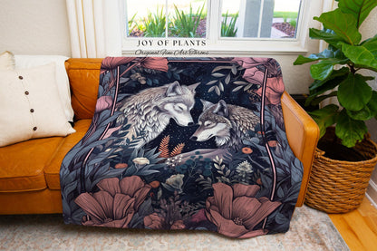 Amethyst Purple Forest Spirit Blanket | Ethereal Woodland Magical Wolf Woven Wall Tapestry Gift for Wolf Lover Ethereal Woods Maximalist |