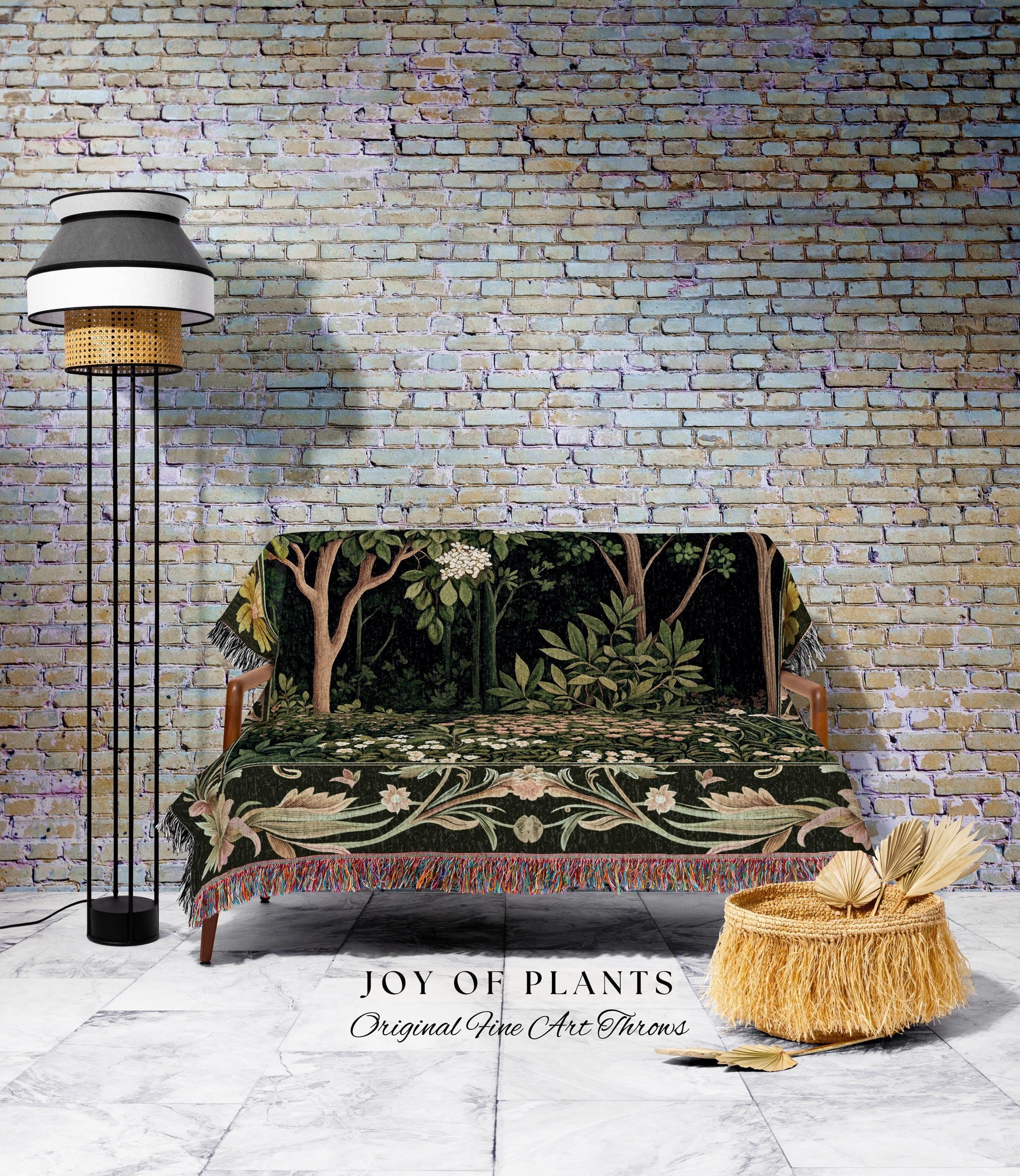 Emerald Green Medieval Tree Tapestry | Magical Woodland Cottagecore Aesthetic Nature Lover Book Nook Woven Blanket Olive Green Decor Boho |