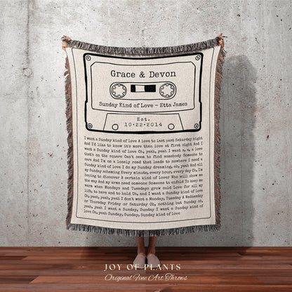 Our Song Custom Lyric Blanket Couples Tapestry Woven | Meaningful Anniversary Gift Personalized | Couples Blanket Custom Wedding Song Lyrics
