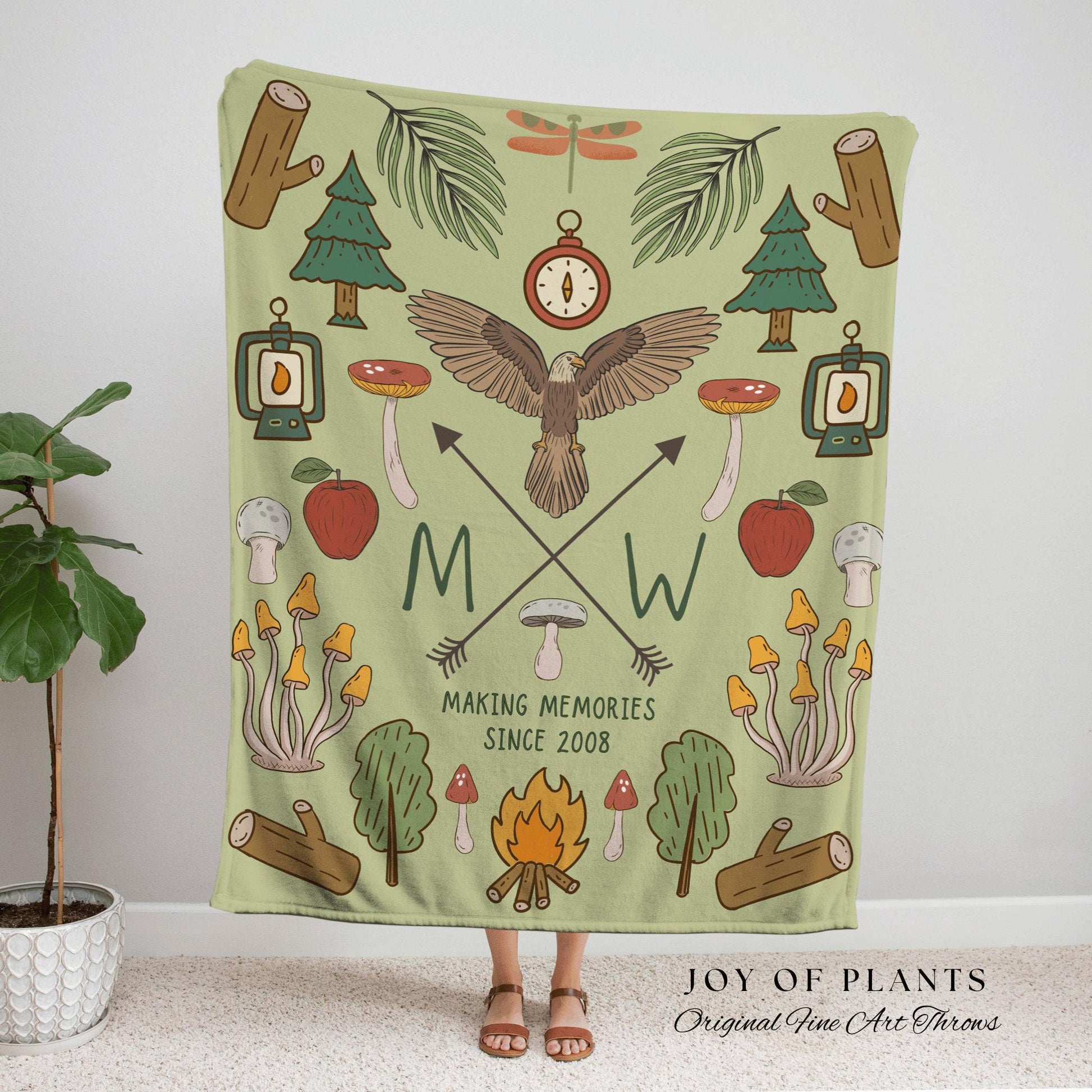 Sage Green Anniversary Blanket Woven Tapestry | Custom Wedding Anniversary Gift for Couple Personalized Tapestry Woven Blanket Gift for Her