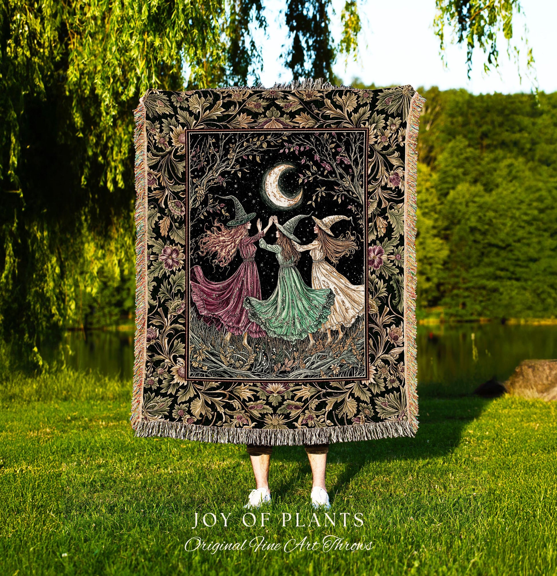 Cozy Autumn Halloween Blanket | Cottagecore Witch Throw Wiccan Fairytale Mystic Woven Wall Tapestry Moody Maximalism Macabre Dark Academia |