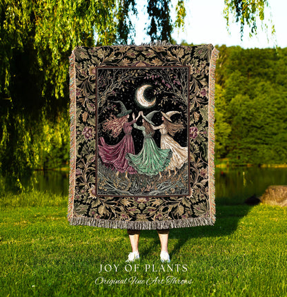 Cozy Autumn Halloween Blanket | Cottagecore Witch Throw Wiccan Fairytale Mystic Woven Wall Tapestry Moody Maximalism Macabre Dark Academia |