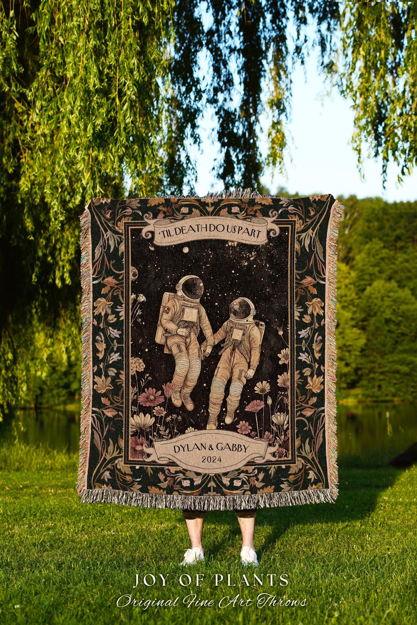 To the Moon & Back Astral Lovers Blanket Custom | Celestial Astronaut Love Romantic Wedding Anniversary Tapestry Throw Sentimental for Him