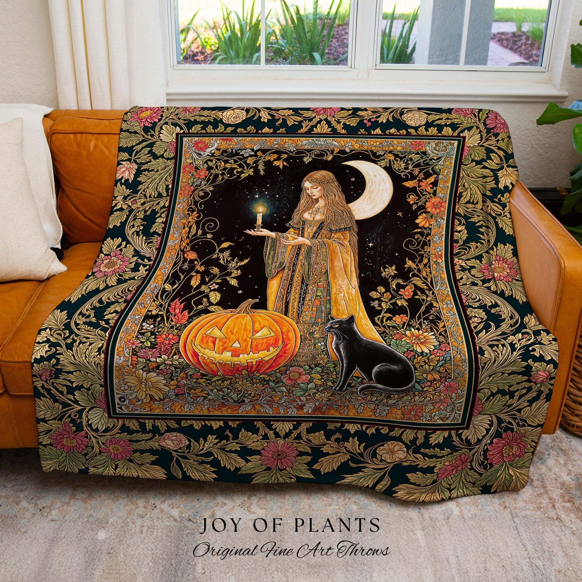 Season of the Witch Bohemian Blanket | Magical Medieval Woven Wall Tapestry Occult Gothic Home Decor Enchanted Academia Folklore Aesthetic |