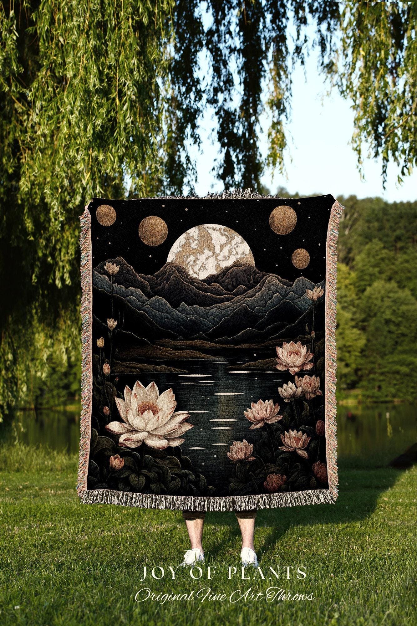 Waterlily Birth Flower July Birthday Custom Gift | Woven Blanket Personalized Birth Month Flower Tapestry | July Waterlily Room Decor Floral