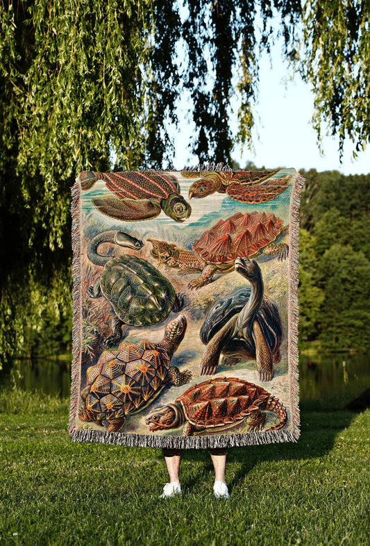 Ernst Haeckel Nautical Tapestry | Sea Turtle Fabric Woven Tapestry Blanket | Vintage Nautical Decor Woven Throw Blanket | Ernst Haeckel Art
