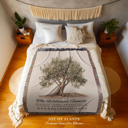 Rustic Family Name Tapestry Custom | Sentimental Family Heritage Personalized Housewarming Gift Mother's Day Custom Blanket for Grandparents